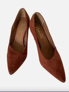Share Nanette Lepore Brown Suede Heels – Elegant Pointed Toe Pumps Size 7.5B